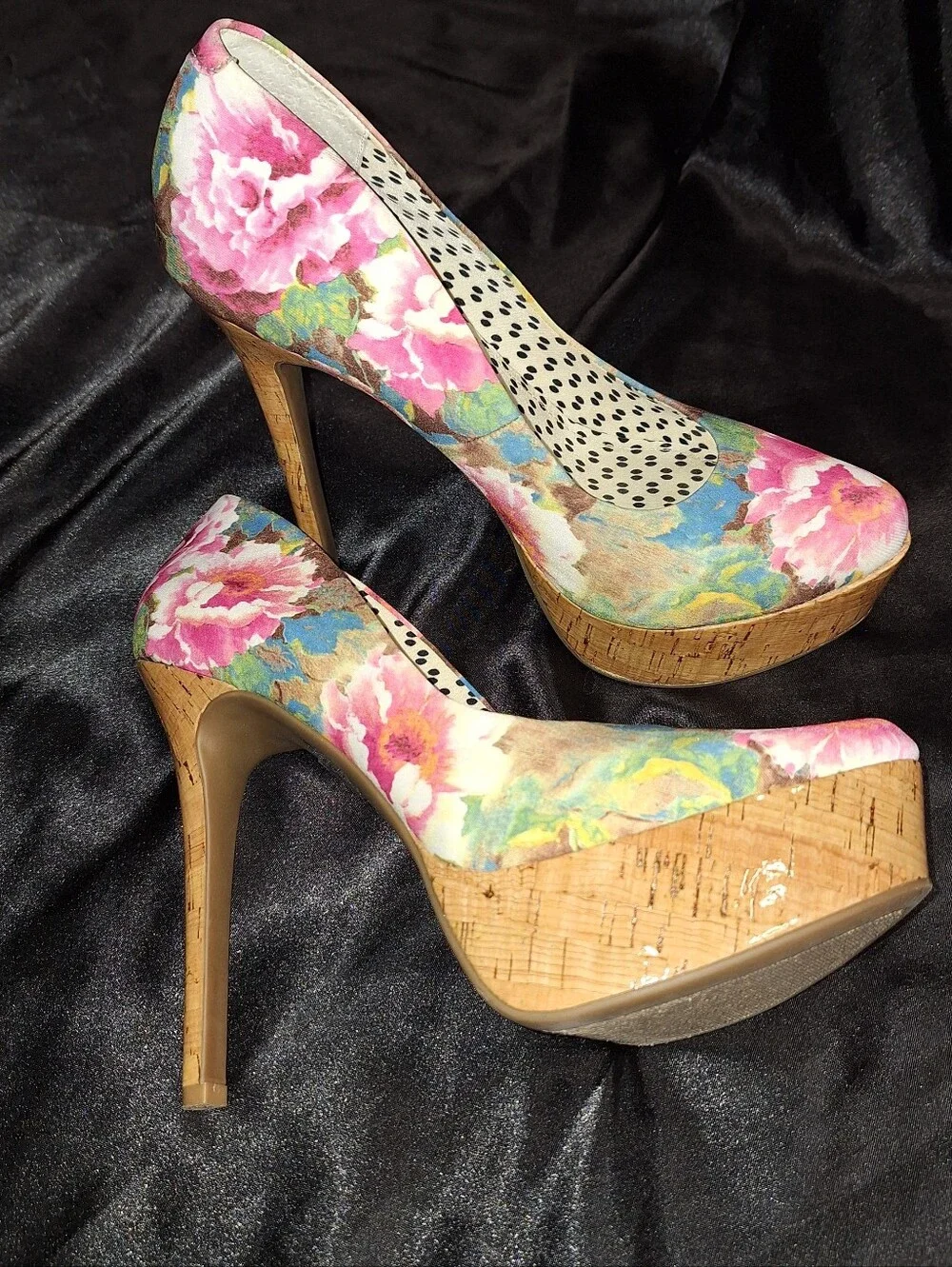 Like New Jessica Simpson Heels~Waleo~Floral Cork Platform Pumps~Pink~Size 9